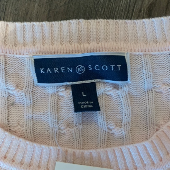 Karen Scott cable crew in blush. NWT. Retsil 46.50‎ - Picture 5 of 7